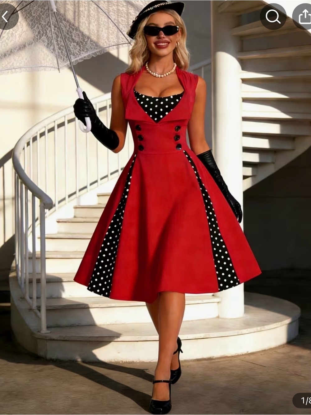 NWOT Red Polka Dot Retro Fit-and-Flare Dress XL